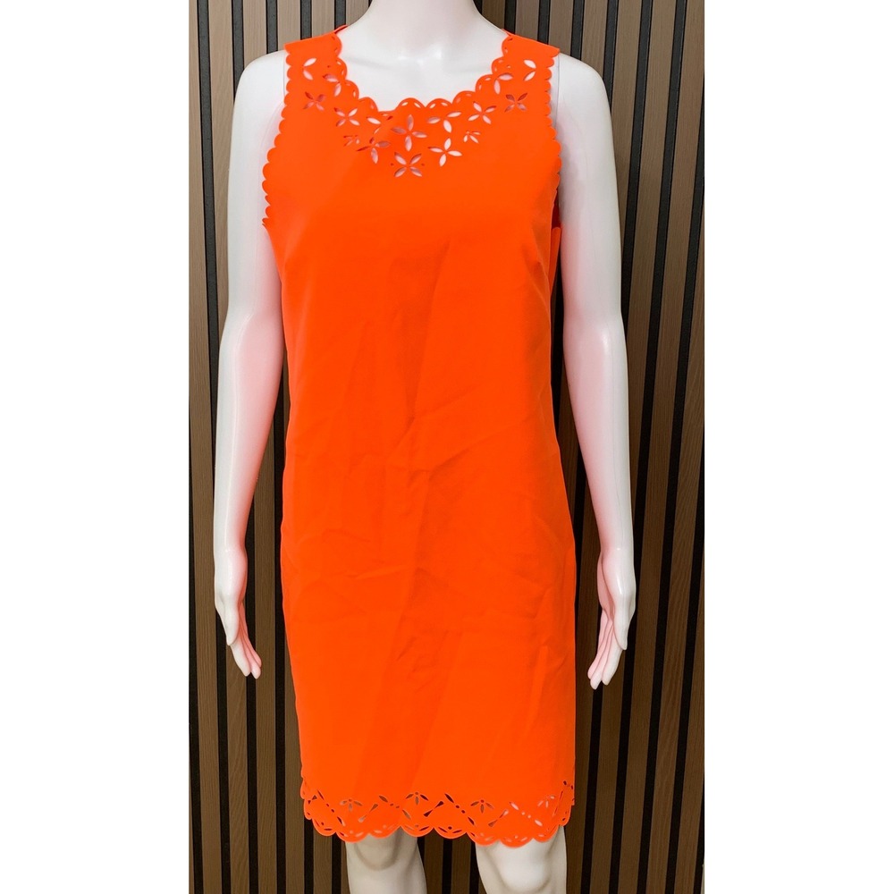 J.Crew Women's Orange Laser Cut Scalloped Shift Dress 6 Classic
